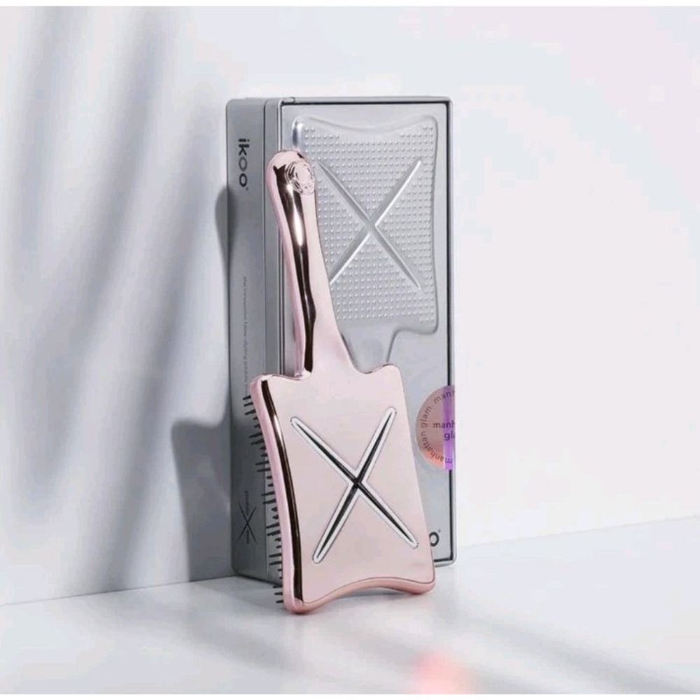 Ikoo Rose Gold Paddle Brush for Women - Detangling & Smooth Styling